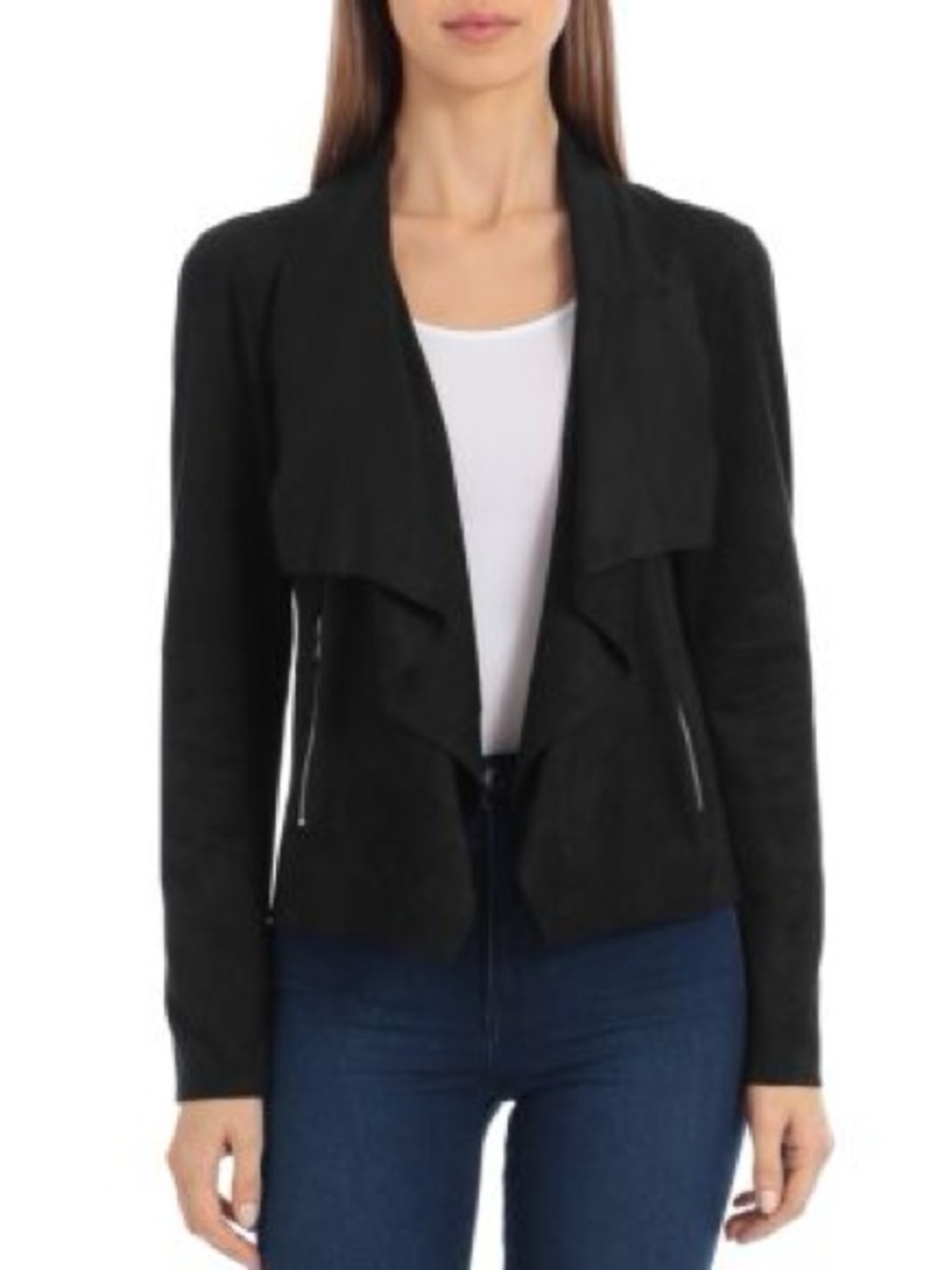 bagatelle Black Draped Open-Front Women's Jacket